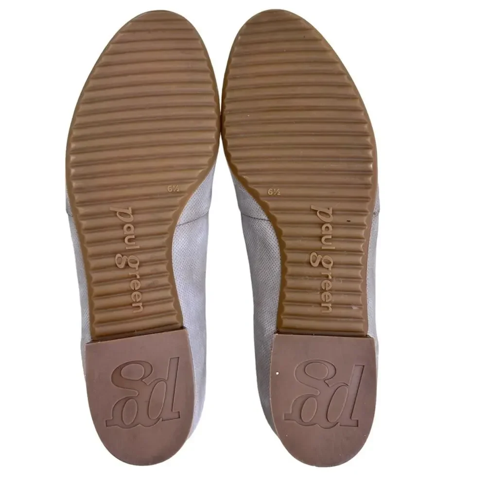 PAUL GREEN Women's Sz (US 8 ) Leather Tan Perforated Slip-on Flats Sz AUS (6.5)